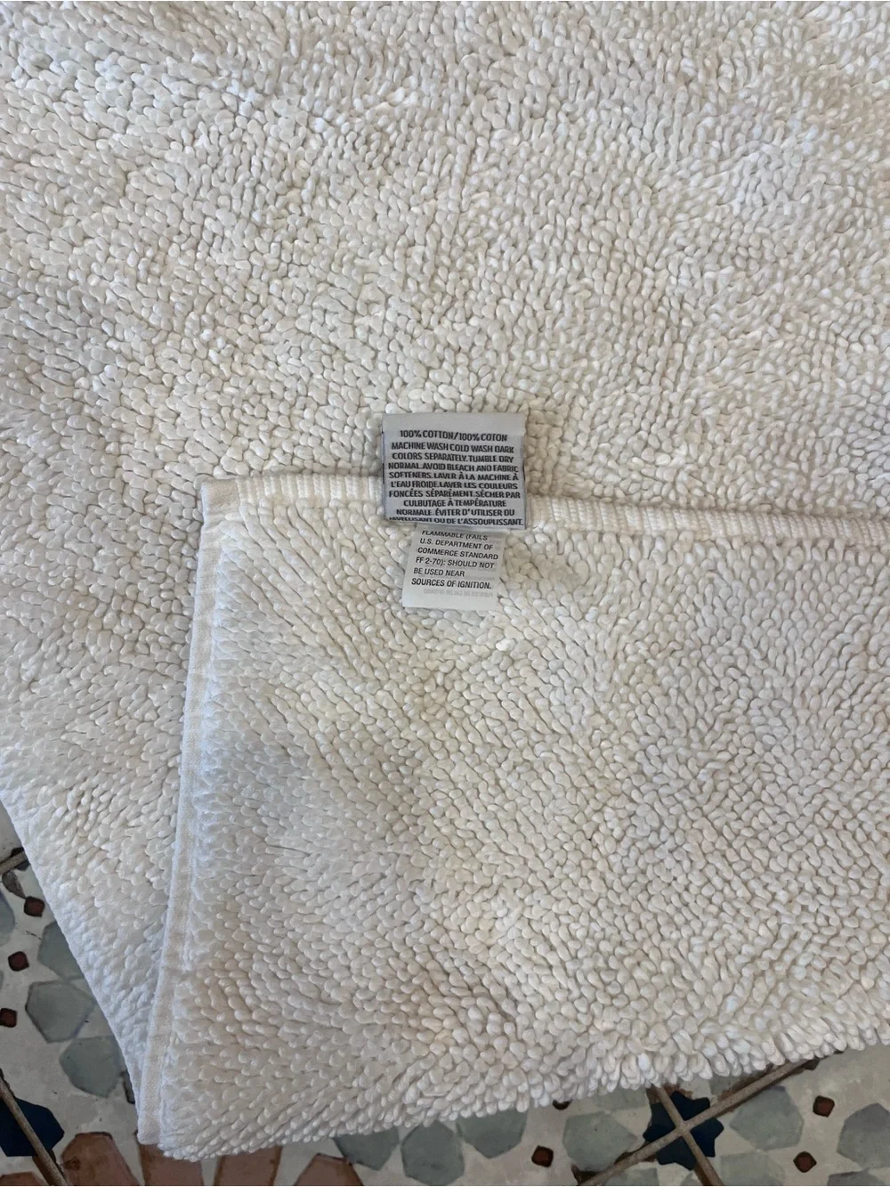 Restoration Hardware TURKISH COTTON LOOP BATH RUG White